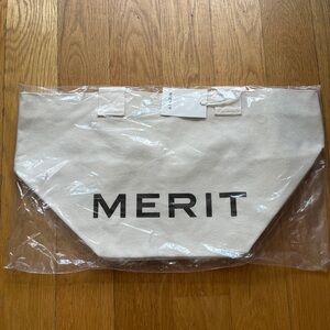 Minimalist Cream and Black Tote Bag with Print